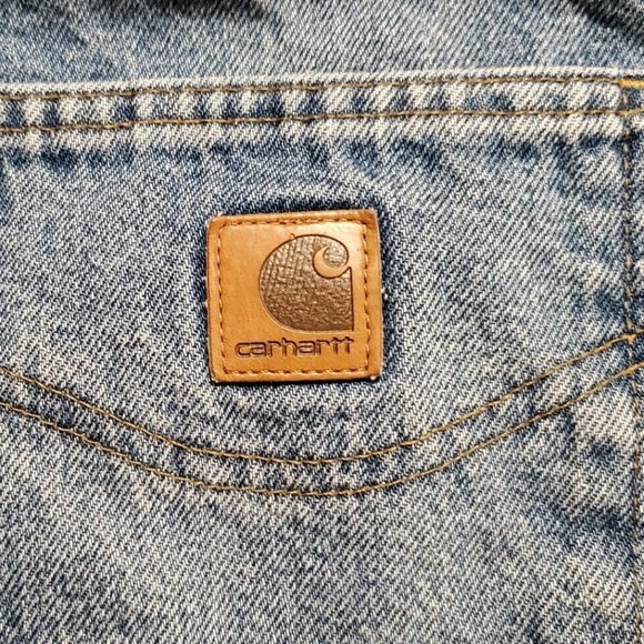 Carhartt Denim Distressed Blue Jeans Men's 38x32 B180 DST Traditional Fit - Picture 3 of 7